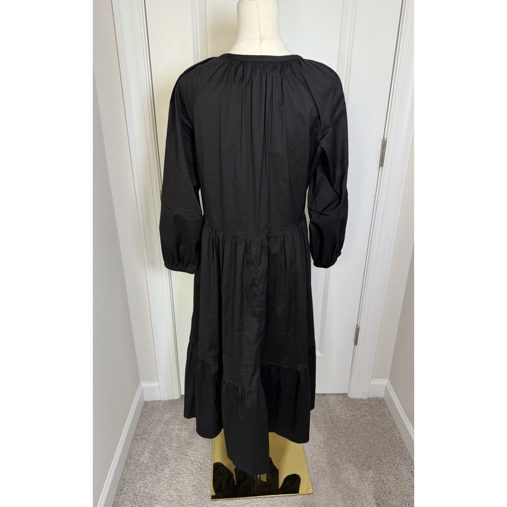 Chico's Black Cotton Poplin Tiered Midi Dress Size 4 (Chico's 0) - Picture 2 of 8